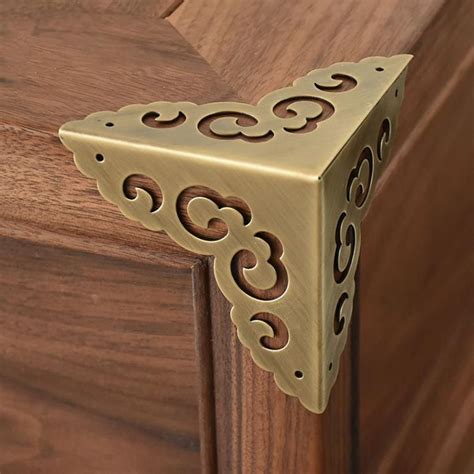 antique looking metal corner brackets|decorative brass corner brace.